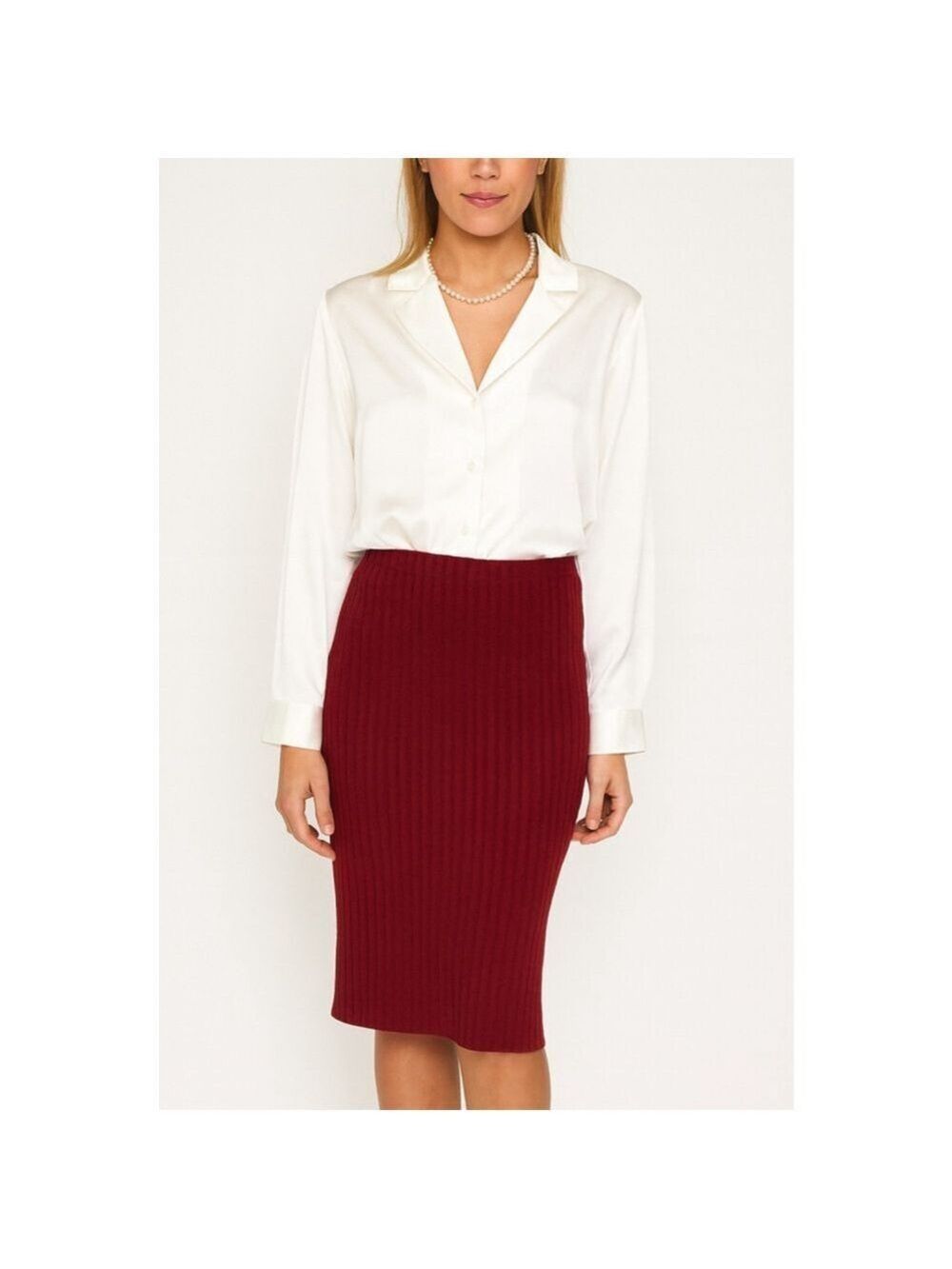NWOT After Market Burgundy Ribbed Pencil Skirt